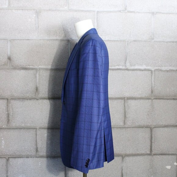 EMILIO GUIDO 44R US Super 150 Wool Sport Jacket Window Pane Royal Blue Blazer - Picture 8 of 11